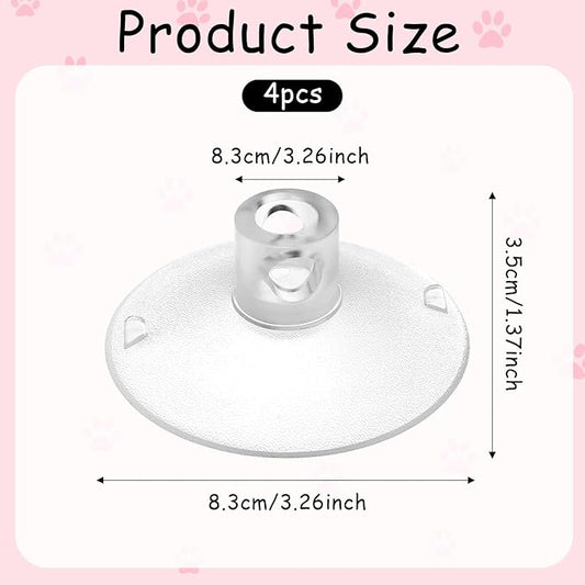 4 PCS Window Perch Suction Cup Large Replacement Clear PVC Sucker Pads Powerful Suction Cups for Cat Window Bed Seat Hammocks