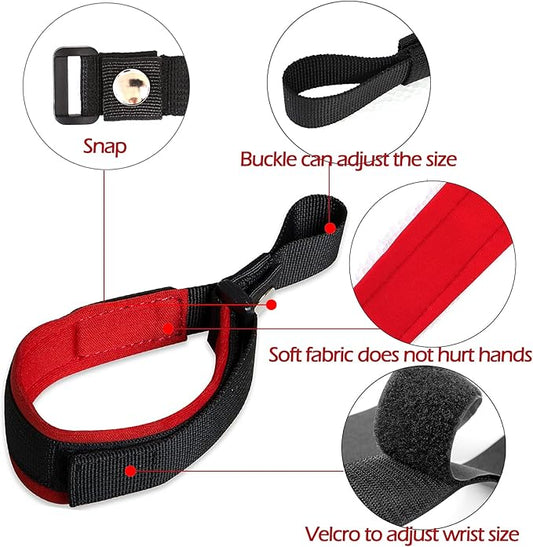 Hands Free Adjustable Wrist Strap, 2 Pack Soft Comfortable Diving Fabric Wrist Strap for Retractable Dog Leash (Grey & Red)
