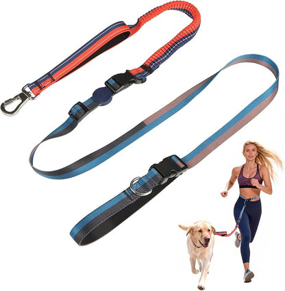 EVERKING 6-in-1 Hands-Free Dog Leash, Adjustable Elastic Reflective Nylon, Dual-Handle Shock Absorbing, 6 Feet, for Small to Large Dogs 30-150lbs (Sunset Blaze)