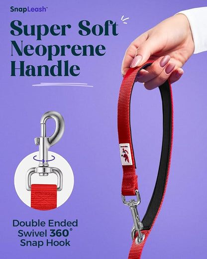 Hands-Free Dog Leash Training Running Snapleash, Waist & Shoulder Lead for Walking, Traffic Lead, Dual Pet Leash Adjustable for Large, Medium and Small Dog Breeds (RED, Small (5/8in x 7.5ft))