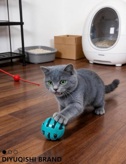 6-Pack Cat Toy Balls, 4 Bell Balls with Star and Paw Print Designs, 1 Sparkle Ball, 1 Fuzzy Ball, Interactive Cat Toys for Indoor Cats, Kitten Toys for Self Play and Exercise (1.5'')