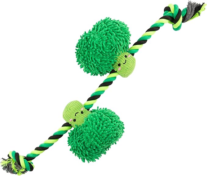 Dole for Pets® Dog Rope Toy with Squeakers, Broccoli Tug of War Dog Toy, Tough Cotton Rope Toys for Dogs, Aggressive Chew Toys for Large Dogs and Medium Dogs