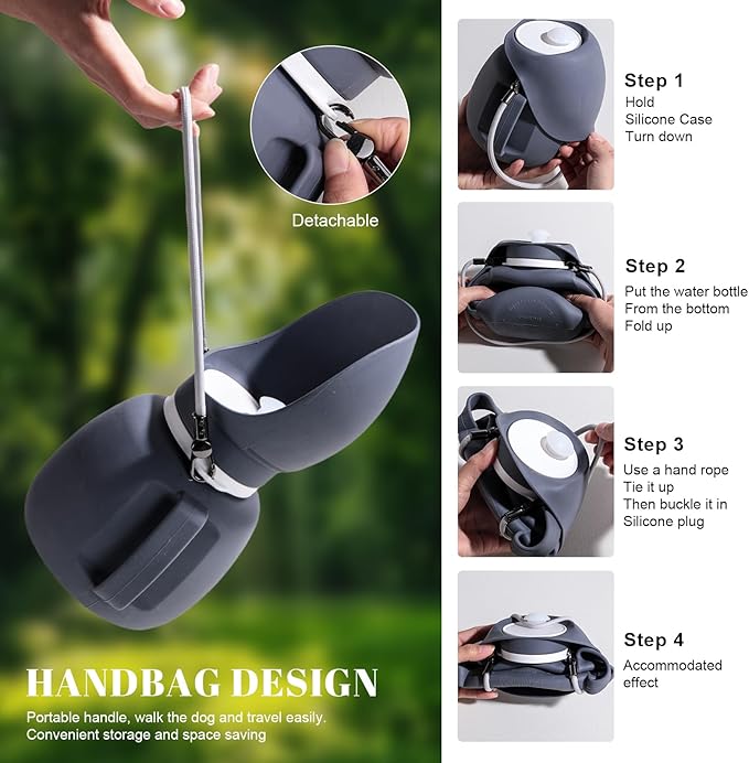 NVTED Silicone Dog Water Bottle, Pet Accompanying Water Cup Foldable Travel Drinking Bowl with Leak-Proof Design for Pets, Dog Water Dispenser for Outdoor