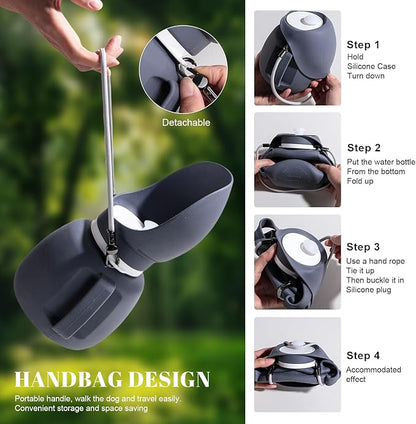 NVTED Silicone Dog Water Bottle, Pet Accompanying Water Cup Foldable Travel Drinking Bowl with Leak-Proof Design for Pets, Dog Water Dispenser for Outdoor