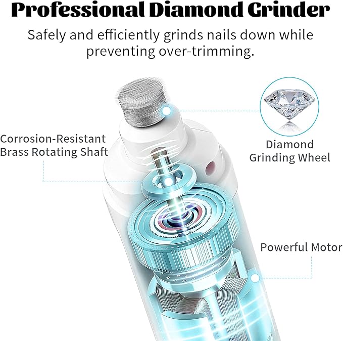 2025 Upgraded Quiet Dog Nail Grinder with 2 LED Light & 3-Speed，2000mah Long-Lasting Battery，Professional Painless Paws Grooming & Smoothing for Small Medium Large Dogs and Cats (1+2*Replacement Head)