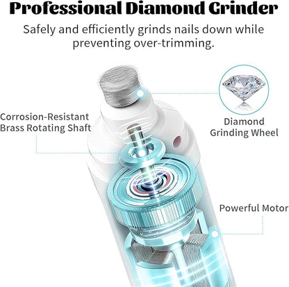 2025 Upgraded Quiet Dog Nail Grinder with 2 LED Light & 3-Speed，2000mah Long-Lasting Battery，Professional Painless Paws Grooming & Smoothing for Small Medium Large Dogs and Cats (1+2*Replacement Head)