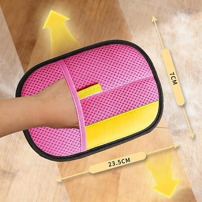 Pet Hair Removal Glove - Electrostatic Reusable Magic Brush Glove for Dog & Cat Hair Remover Glove on Sofa, Car Seats, Clothes & Bedding(Pink)