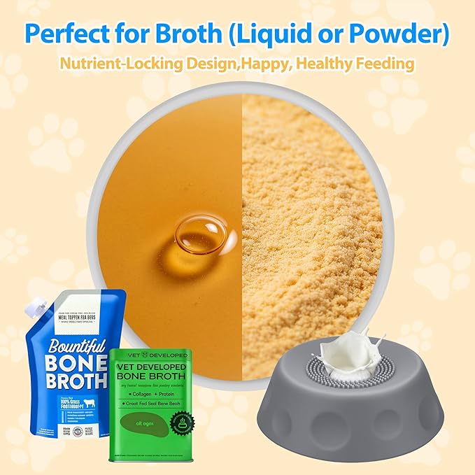 Homgaty Slow Feeder Dog Bowls for Liquid Treat, Dog Lick Bowl Anti-Slip Entertained Ball-in Bone Broth Dog Lick Bowl, Lick Toy for Large Medium Small Pet Breeds Dietary (Gray)