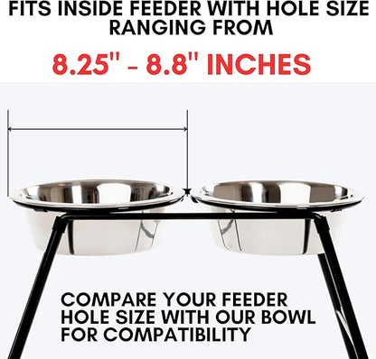 Bosky 2 Pack Stainless Steel Dog Bowls 8.8" Diameter for Food or Water ~ Ideal for Use on Floor or for Elevated Pet Feeder Stands (8 Cups)