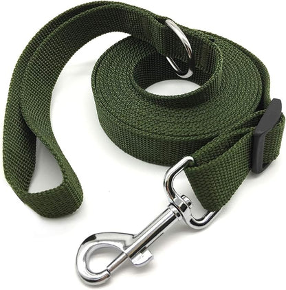 TAIAN Adjustable Nylon Dog Leash, 6FT/10 FT Long Dog Leashes for Small Medium Large Dogs (1 in x 10 ft, Green)