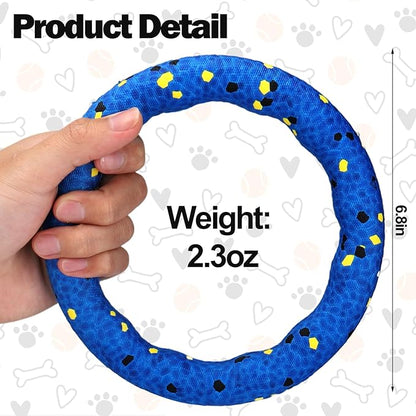 Mity rain Floating Dog Toys –E-TPU Water Pool Fetching Toy with Rope for Small Medium Large Pet, Ring Shape Indestructible Interactive Dog Chew Toys for Summer Outdoor Training Fun (Blue)