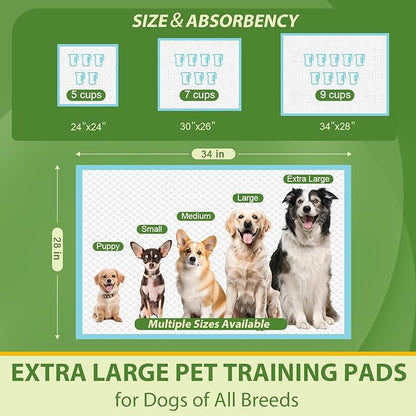 Extra Large Dog Pads 28"x34", 30 Count Thicker Puppy Pads XL, Super Absorbent Pee Pads for Dogs, Disposable Incontience Underpads for Doggies, Cats, Rabbits, Pups, Leak-Proof Pet Potty Mats