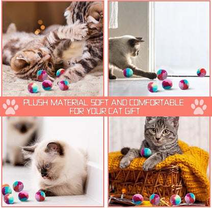 TIESOME Rainbow Cat Toy Kit - 20PCS Soft Pom Pom Balls for Indoor Cat Play & Exercise