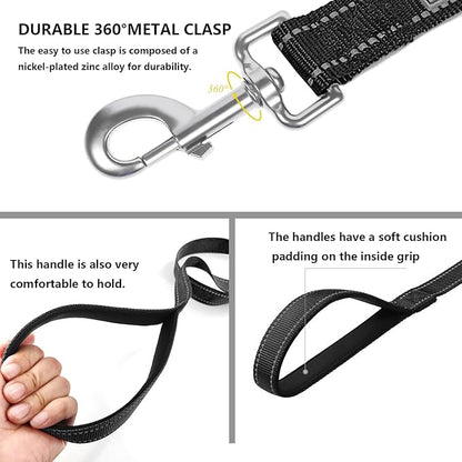 Dog Leash 6 FT Padded Handle Nylon Reflective Dogs Leashes for Medium Dogs Black