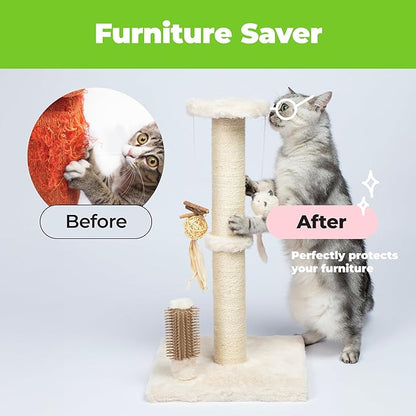 Best Pet Supplies Catify Cat Scratcher, Fun Interactive Scratchers, Posts, Poles, Claw Safe, Furniture Saver Indoor Play Support Natural Cat Behaviors Heavy Duty - Beige, 11.78 x 11.78