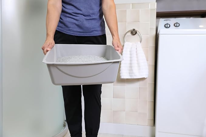 Petmate Open Cat Litter Box; Large Nonstick Litter Pan Durable Standard Box, Grey Great for Small & Large Cats Easy to Clean; Made in USA