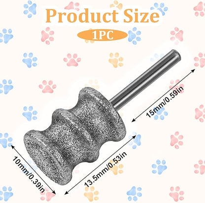Diamond Rotary Nail Grinder Bits 1/8" Pet Toenail Grinder Attachment Dog Claw Grinder Replacement Heads Nail File Wheel for Medium Large Dogs Nail Care Clippers Trimming Parts