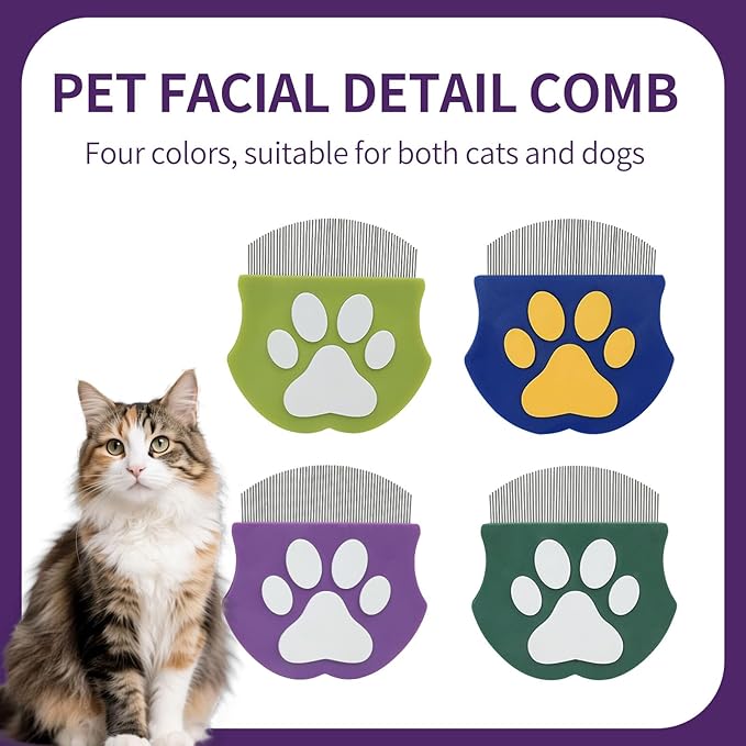Pet Detangling & Flea Comb for Dogs and Cats – Stainless Steel Fine Teeth Grooming Comb for Tangled Hair, Flea Removal, and Shedding Control – Ideal for Long & Short Haired Pets (Dark green)