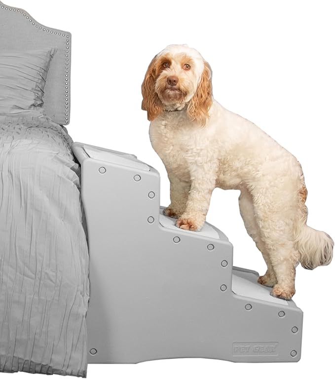 Pet Gear Easy Step III Pet Stairs, 3 Step for Cats/Dogs, Removable Washable Carpet Treads, for Pets Up to 150lbs, No Tools Required, Available in 9 Colors, Fog