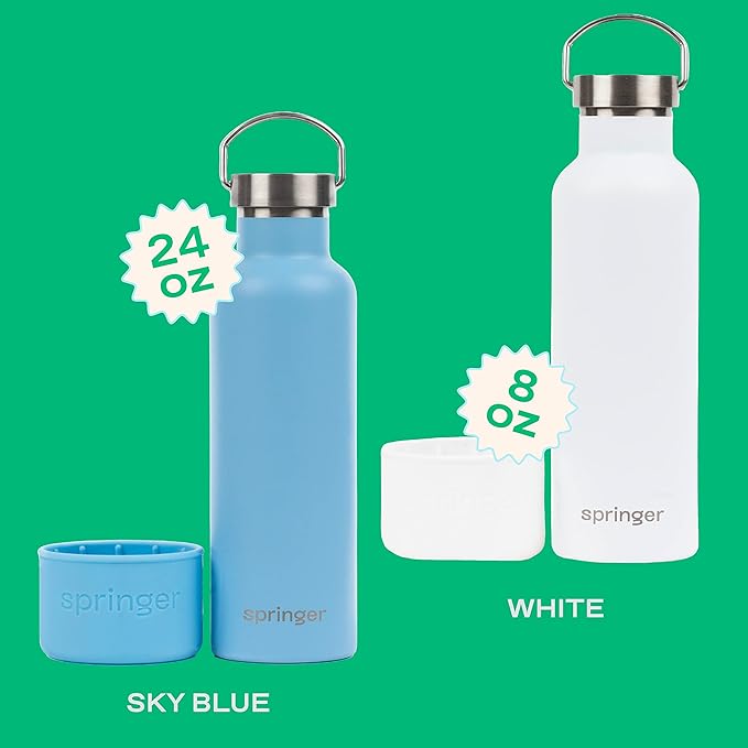 Springer Dog and Me Water Bottle, Stainless Steel Insluated Water Bottle, Keeps Water Cold for 12 Hours (Sky Blue)
