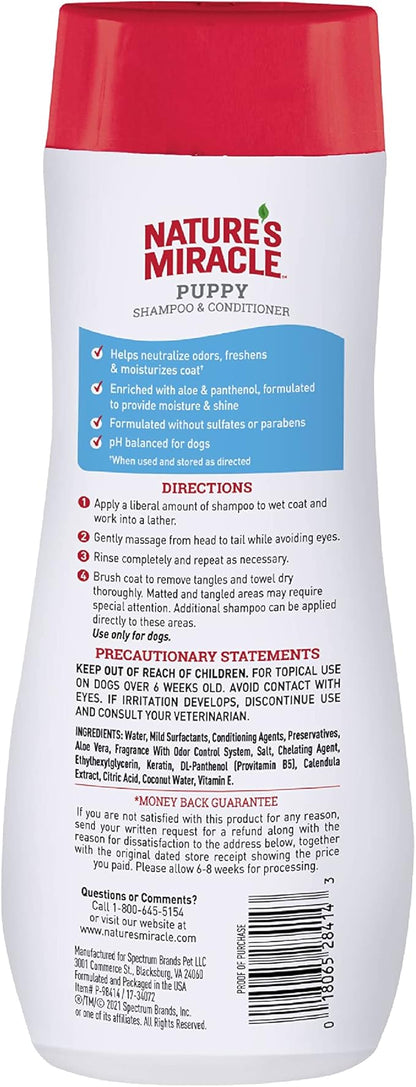 Nature's Miracle Puppy Shampoo & Conditioner, 16 Oz, Cotton Breeze Scent (Pack of 2)