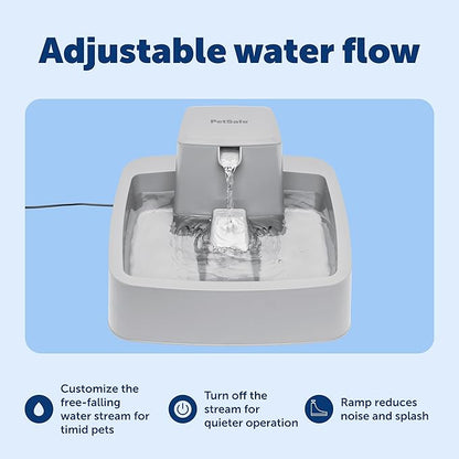 PetSafe Drinkwell Pet Fountain - Cat & Dog Hydration Station with Free-Falling Water Stream & Customizable Flow - Encourages Hydration & Protects Sensitive Whiskers - 1 Gallon