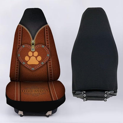 Brown Dog Paw Zip Loving Printed Car Seat Cover only for Front, Waterproof Soft Universal Bucket Seats Cover Protector Fit Most Vehicles
