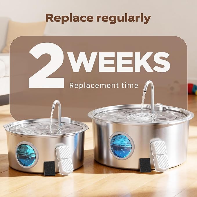 Pet Fountain Filter Replacement: 12 Dog Water Fountain Filters - 3 Months Set of Replacement Filter for GROOKPET Dog Water Fountains for Large Dogs - Contains 6 Filters + 6 Sponges