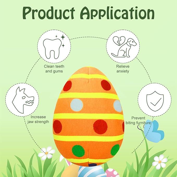 Rypet 3 Pack Easter Toys for Dogs Stuffed Dog Toys Egg Squeaker Plush Pet Toy Puppy Chew Toys Easter Gift for Small Medium Dogs