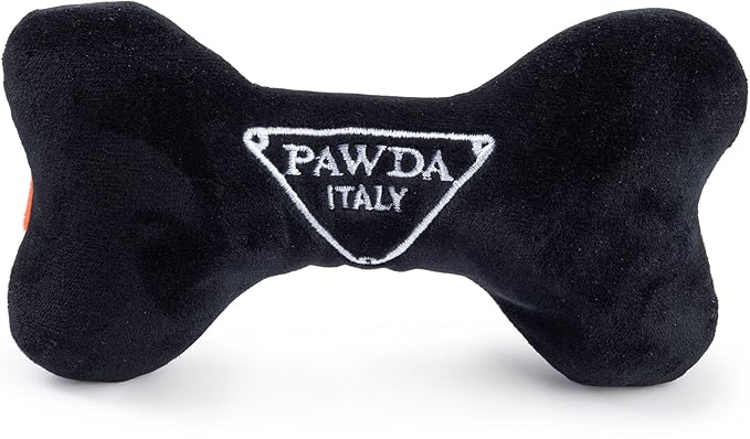 Haute Diggity Dog Pawda Bone, Plush Designer Dog Toys with Interactive Squeaker, Stimulating Pet Enrichment, Machine-Washable & Safe Materials for All Breeds, One Size