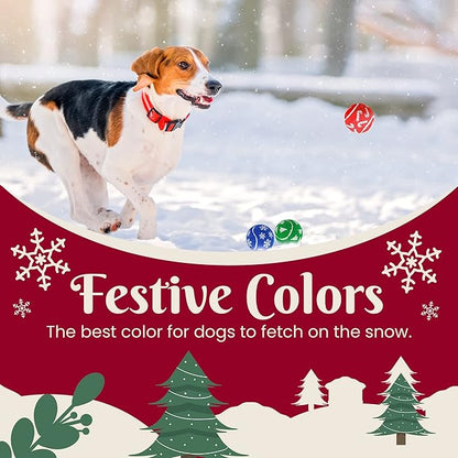 Christmas Dog Balls Toys, 3 Pack 2.5'' Squeaky Tennis Balls for Dogs | Idea Gift for Puppy Birthday & Christmas Decoration & Stocking Stuffers, Small Medium Large Breeds