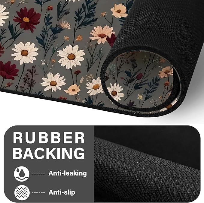 Patterned Cat & Dog Bowl Mat for Food and Water, 12"×20" Quick Dry Absorbent Pet Feeding Mat, Eco-Friendly Dog Placemat