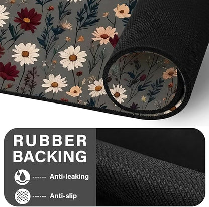 Patterned Cat & Dog Bowl Mat for Food and Water, 12"×20" Quick Dry Absorbent Pet Feeding Mat, Eco-Friendly Dog Placemat