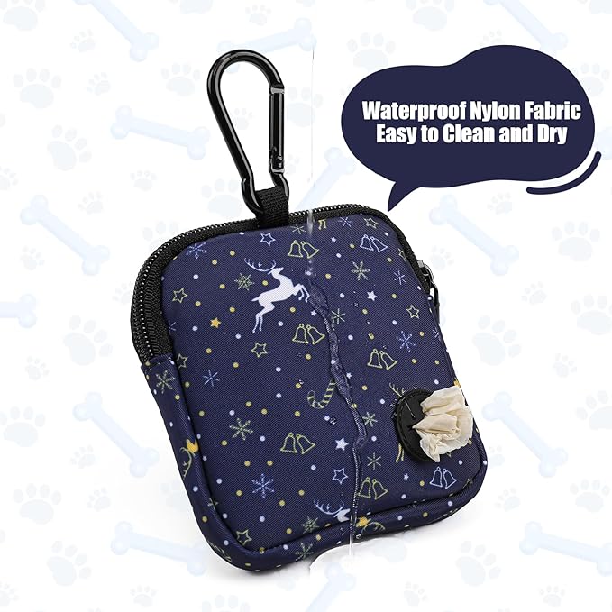 Dog Treat Pouch with Training Clicker,Waterproof Nylon Fabric Poop Bag Holders for Leashes,Hands Free Small Dog Walking Bag with Carabiner, Pet Puppy Training Walking Essentials (Moose)