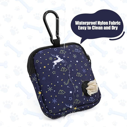 Dog Treat Pouch with Training Clicker,Waterproof Nylon Fabric Poop Bag Holders for Leashes,Hands Free Small Dog Walking Bag with Carabiner, Pet Puppy Training Walking Essentials (Moose)