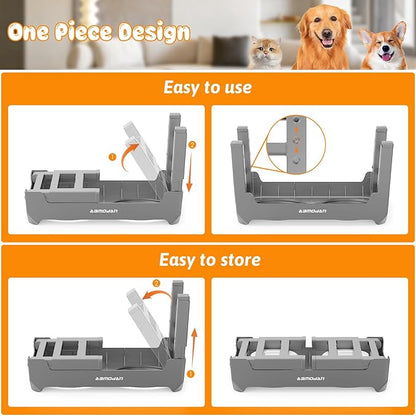 URPOWER Raised Dog Bowls 4 Height Adjustable Elevated Bowl Stand with Stainless Steel Water Bowl Non-Slip Dog Food Bowls Stand for Small Medium Large Dogs and Pets