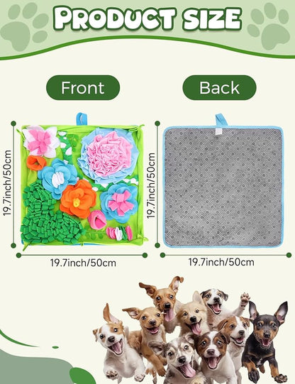 Snuffle Mat for Dogs, Slow Feeding Game Interactive Puzzle Dog Food Mat,Encourage Natural Foraging Skill-Dog Snuffle Mat 19.7''x19.7''Easy to Clean, Durable