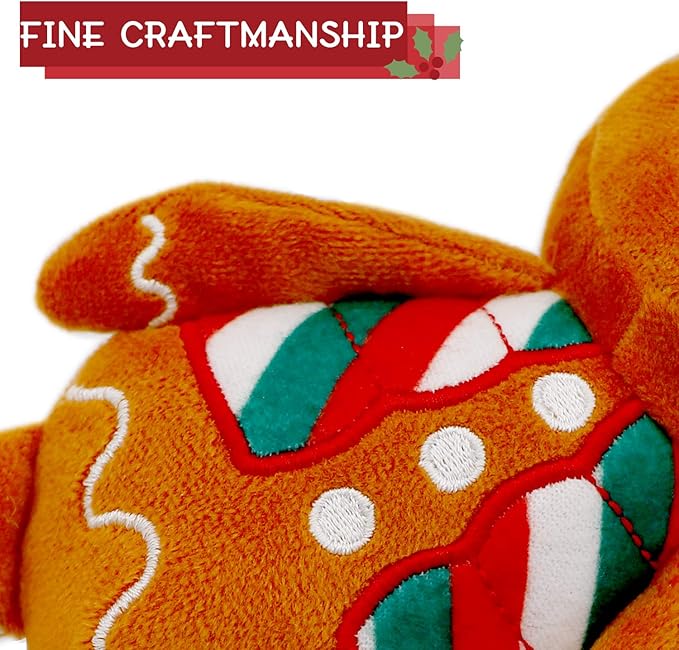 VICARKO Christmas Dog Toys, Plush Squeaky Gifts for Large Medium Small Dogs, Durable Chew Toy, Holiday Stocking, Gingerbread Man, Small 7.5 x 4.5”