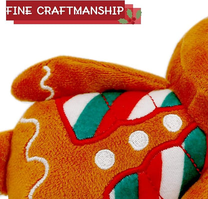 VICARKO Christmas Dog Toys, Plush Squeaky Gifts for Large Medium Small Dogs, Durable Chew Toy, Holiday Stocking, Gingerbread Man, Small 7.5 x 4.5”