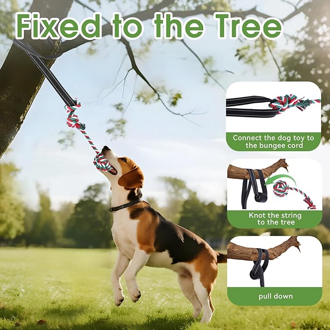 Bungee Tether Tug Outdoor Dog Toy with Stake,Tug of War Dog Toy for Aggressive Chewers to Keep Them Busy,Outdoor Interactive Dog Rope Toy for Medium/Small Dogs,Can Used On Lawns,Trees and Doors