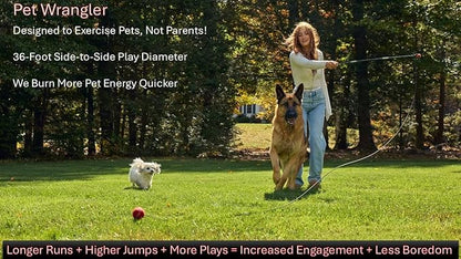 PET Wrangler 2.0 - Upgraded Flirt Pole for Dogs, Interactive Dog Toy with Reinforced 50" Pole &10ft Cord, Creates Extended Play Area, 3 Changeable Lures for Training, Exercise, & Enrichment