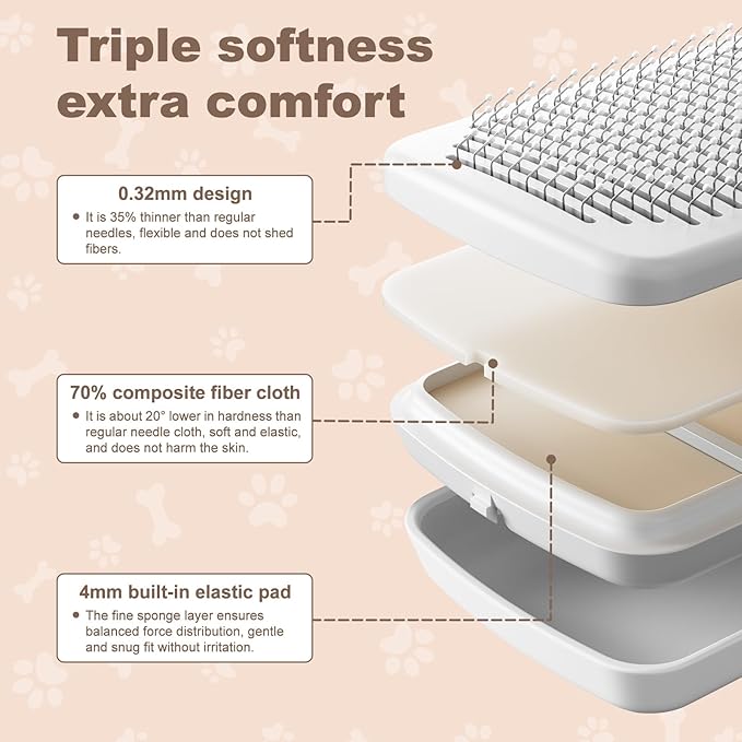 Self Cleaning Deshedding Cat Brush for Dogs & Cats,Adjustable Cat Brushes for Indoor Cats, Easy to Clean Grooming Tool for Long & Short Haired Pets