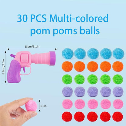 Dorhui 31Pcs Cat Ball Toy Launcher Gun, 30Pcs Plush Fuzzy Balls Launcher Cat Toy for Cats with 1 Gun, Cat Fetch Toy Gun Shooter, Kitten Toys for Indoor, Plush Ball Shoot Gun for Kitty