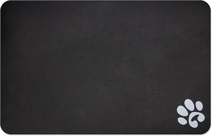 YCT Pet Cat Food Mats - Non Slip Super Absorbent, with Footprints Logo, 24 x 16.9 inches, Dark