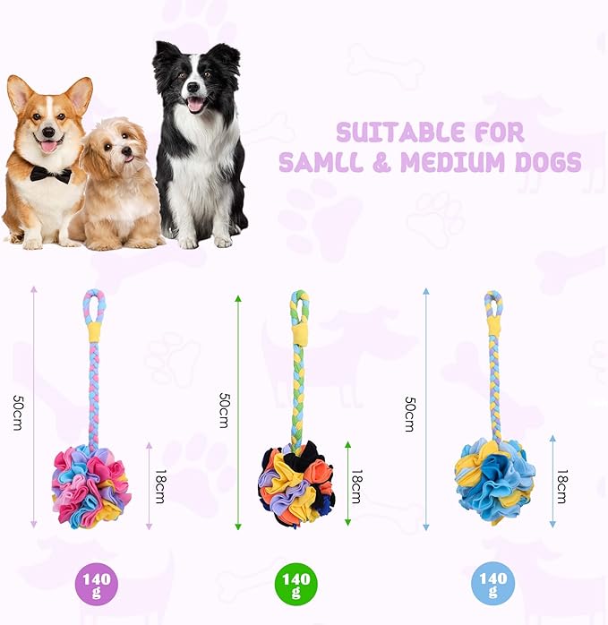 Snuffle Ball Dog Rope Toy, Tug of War Rope Toys for Small Medium Dogs, Interactive Dog Chew Toys Puppy Training Pull Toy for Exercise & Interactive Play Games (Pink)