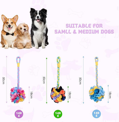 Snuffle Ball Dog Rope Toy, Tug of War Rope Toys for Small Medium Dogs, Interactive Dog Chew Toys Puppy Training Pull Toy for Exercise & Interactive Play Games (Pink)