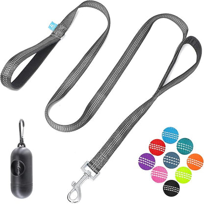 BAAPET Two Handle Dog Leash, Dual Soft Padded Handles with Traffic Control Handle Leash for Small Medium or Large Dogs (1.0'' x 5 FT, Black)