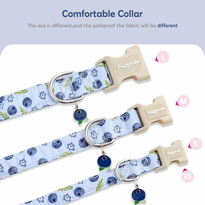 Faygarsle Blueberry Pattern Dog Collar for for Summer Small Medium Large Dogs Light Blue L