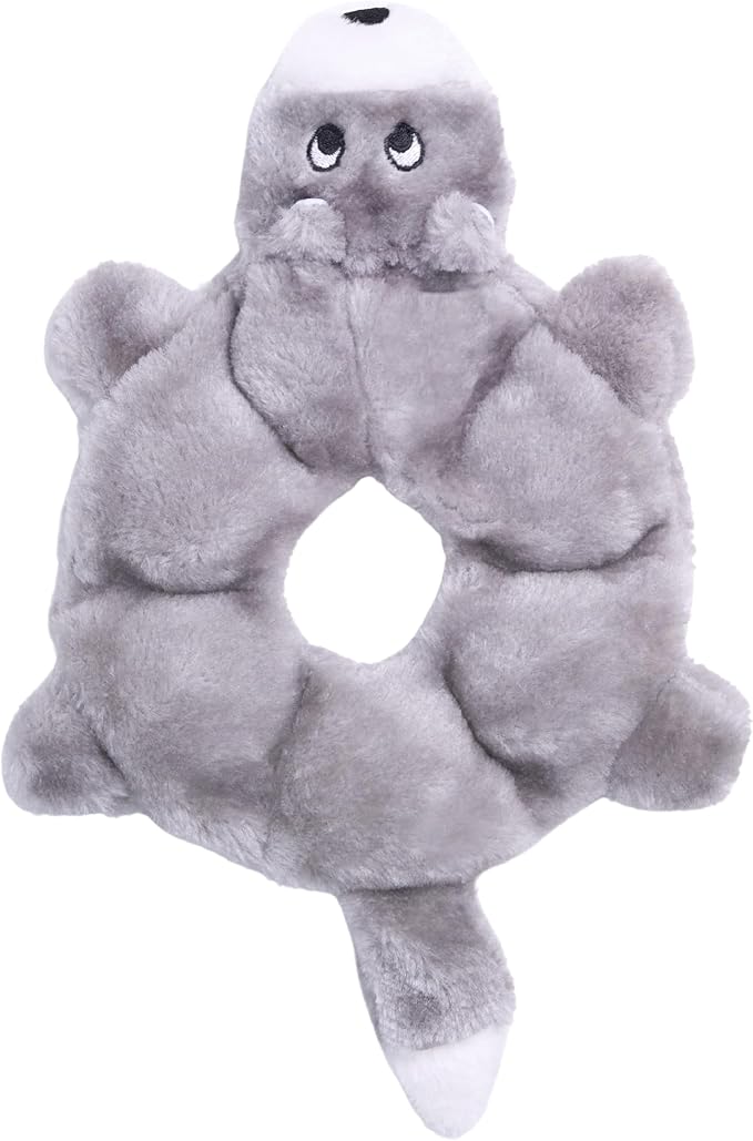 ZippyPaws Loopy - No Stuffing Dog Toys to Keep Them Busy, for Small, Medium, & Large Dogs, Squeaky Pet Toy for Boredom, Unstuffed Chew Toy, Soft Plush Puppy Products, Wolf - 10"