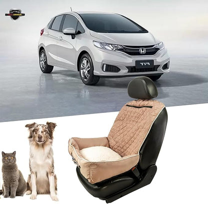 Seat Armour PetBed2Go Tan Car Pet Bed and Seat Cover – Soft, Portable Pet Cushion for Travel – Protects Vehicle Seats from Fur, Dirt & Scratches